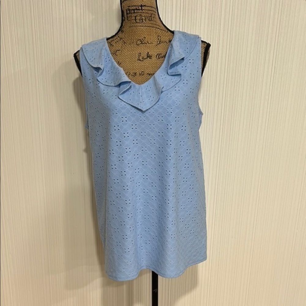 Kim Rogers Light Blue Eyelet Top